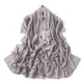 Elegant grey chiffon hijab scarf with sparkling rhinestone details for women fashion wear. - Agate Grey