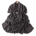 Close-up detail of dark grey shimmering rhinestone scarf showing sparkling starry hot-drill texture. - 15# Smoky Gray