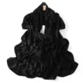Elegant black rhinestone chiffon scarf detail showcasing shimmering starry night crystal design for women. - 16# Versatile Black