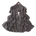 Dark grey chiffon scarf with rhinestone rose patterns and elegant draped design for women. - 26# Galaxy Gray