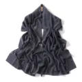 Dark grey chiffon long scarf with hot-fix rhinestones, elegant headwrap for daily wear. - 2# Smoke Gray