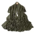 Olive green chiffon rhinestone scarf detail, elegant swirl rhinestone embellished hijab wrap. - 6# Military Green