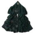 Dark green chiffon hijab scarf with sparkling rhinestones, elegant long shawl for women. - 24# Premium Green