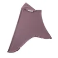 Details van ijszijde hoofddoek met strass-blad, zachte stof en geribbelde rand. - Rokerig Paars