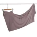 Solid color draped head scarf featuring elegant rhinestone chains and delicate floral accents. - Dusty Pink