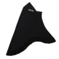 Elegant black crystal linen swallowtail headscarf, ruffled hem, rhinestone cross decor. - One Size / Classic Black