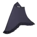 Detailed close-up of dark pleated ruffle tail hijab scarf featuring sparkling rhinestone accents. - One Size / Grey Blue