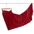 Red camellia rhinestone chain tassel wrap scarf, elegant belly dance hip scarf for ladies. - Red
