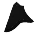 Detailopname van een zwarte kristallen linnen hijab met elegante volants, parels en strik. - Eén maat / Klassiek Zwart