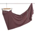 Stylish grey purple hijab scarf with camellia rhinestones and tassel chains for women - Rose Brown