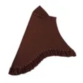 Gedetailleerd overzicht van de bruine hoofddoek met parels, striklint en volants. - Eén maat / Retro Koffie