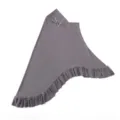 Hiyab de lino cristal gris oscuro con perlas, volantes y cinta de lazo. Pañuelo elegante - Talla única / Gris Ágata