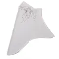 White fashion headscarf detail, featuring delicate star chains, rhinestones and fabric flower accent. - One Size / White