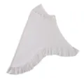 Vista detallada del hiyab de lino cristal blanco con delicados volantes, perlas y lazo. - Talla única / Blanco Crema