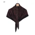 Retro rose print pleated chiffon square scarf, elegant brown sun protection shawl, chic accessory. - Style 1