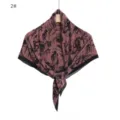 Vintage rose print pleated chiffon square scarf sun protection shawl elegant neckerchief - 2#