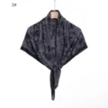 Retro rose printed pleated chiffon square scarf sun protection shawl elegant headscarf - 3#