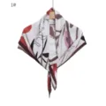 Pleated chiffon square scarf with abstract floral doodle print, elegant neck wrap accessory. - 1# Graffiti Garden Red