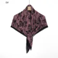 Retro rose print pleated chiffon square scarf, elegant sun protection shawl and headscarf. - Size 6