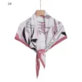 Pleated chiffon square scarf with abstract floral doodle print, stylish women's head wrap. - 2# Graffiti Garden Pink
