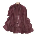 Burgundy chiffon scarf detail, rhinestone polka dots, elegant women shawl hijab accessory. - Rose Brown