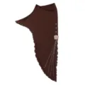 Brown instant hijab with pearl beaded edge, crystal buttons and floral tassel for women. - One Size / Coffee