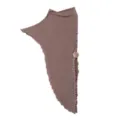 Elegant dry rose Muslim hijab for women, crystal linen fabric, pearl trim and floral tassels. - One Size / Khaki