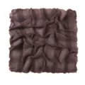 Detail view of the crinkled square scarf texture, showcasing soft fabric and delicate ruffle edge. - Coffee