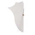 Women elegant crystal linen swallowtail hijab with beaded fringe and rose decor detail. - One Size / Cream White