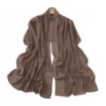 Brown chiffon rhinestone scarf detail, elegant circle pattern close-up display. - Brick Brown