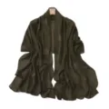 Elegant olive green chiffon shawl with sparkling rhinestone dot patterns, versatile style. - Army Green