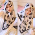 Chic black and white floral printed chiffon hijab and headscarf for women fashion daily - 3# Black Knight Rose