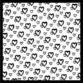 Chiffon square scarf fabric detail close up with hand drawn black and white heart pattern print. - 2# Graffiti Heart White