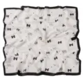 Classic bow print chiffon square scarf, elegant black and white design for women daily wear. - 9# Black White Bow