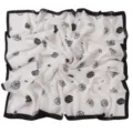 Chic black and white rose print square scarf, lightweight chiffon neckerchief for women. - 10# Black White Rose Leaf
