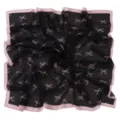 Black and pink bow print square chiffon scarf for women, elegant fashion hair scarf. - 13# Ballet Pink Bow