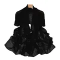 Black sheer mesh rhinestone shawl detail, elegant lightweight cape for summer evening wear. - 11# Eternal Black