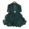 Detail shot of dark green sparkly rhinestone stretch mesh shawl and women thin wrap scarf. - 13# Mars Green