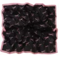 Black chiffon square scarf with pink bow print and border elegant ladies neckerchief accessory - 16# Hot Girl Pink Bow