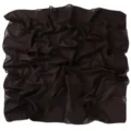 Solid color pearl chiffon square scarf hijab 90cm detail, soft lightweight fabric fold display - Dark Chocolate