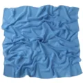Detail view of the soft blue chiffon square scarf, showing smooth fabric texture and fine edge. - Lake Blue