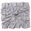 Detailed view of the light grey chiffon square hijab fabric texture, elegant solid color. - Agate Gray