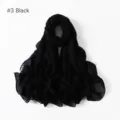 Solid black lightweight polyester scarf, versatile long shawl for travel and daily wear. - Style 3