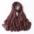 Sciarpa hijab in chiffon tinta unita con brillantini per donna, elegante scialle lungo lucido. - 18# Marrone Rosa
