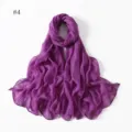 Lightweight solid color purple polyester long scarf, elegant travel shawl fashion accessory. - 4