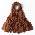 Dettaglio sciarpa lunga in chiffon marrone brillante, elegante hijab foulard per donna. - 27# Arancione Dorato