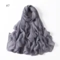 Solid color grey polyester long scarf lightweight elegant draped decorative shawl for women - 7