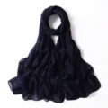 Vista dettagliata di sciarpa in chiffon glitter blu scuro, tessuto elegante per donne. - 49# Blu Scuro