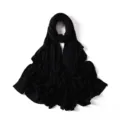 Detailed close-up of the black solid color modal jersey hijab, soft draped texture fabric. - 1 - Classic Black