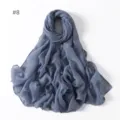 Solid color lightweight polyester long scarf, versatile casual travel shawl, blue grey neck wrap. - 8